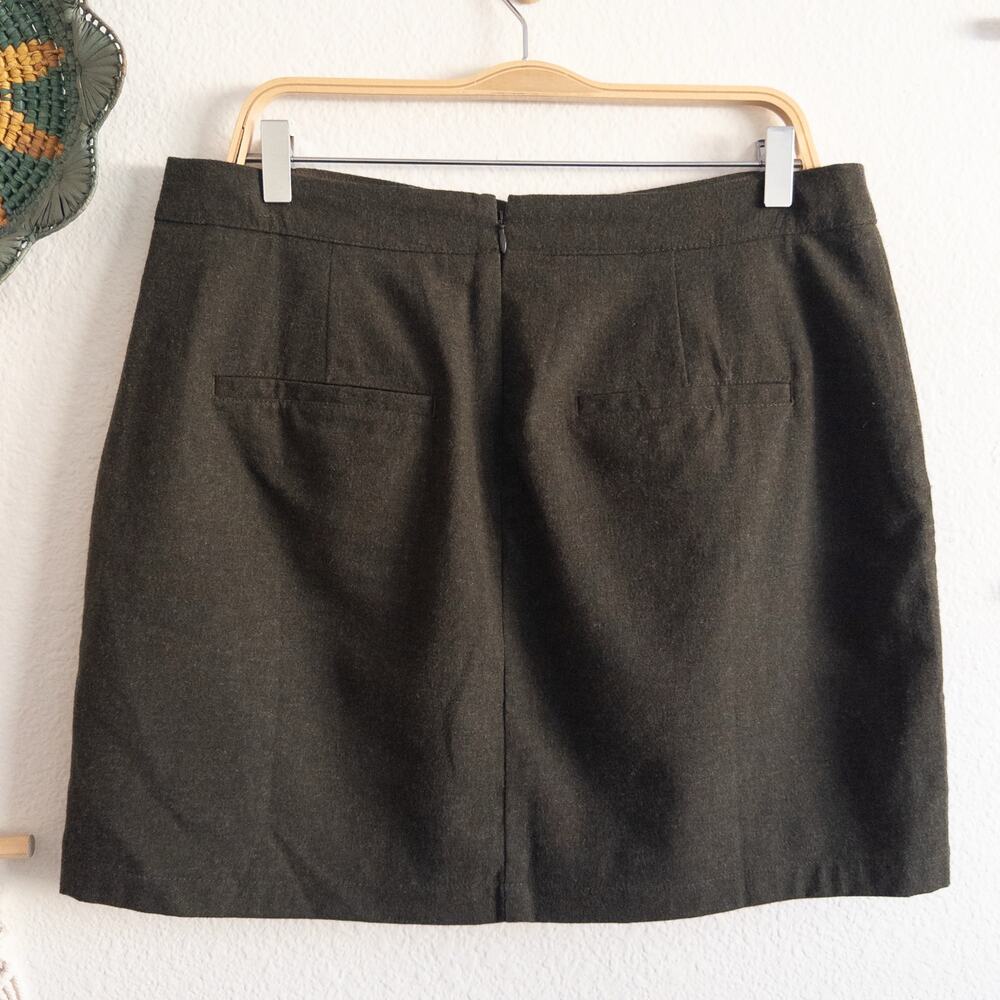Madewell Heather Green Wool Blend Cargo Mini Skirt Size 14 - Picture 3 of 7